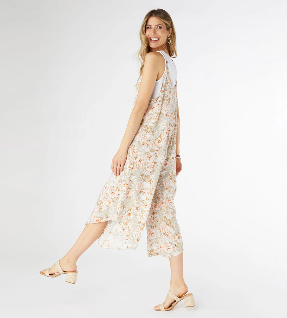 Christy Casual Romper with Adjustable Straps - Pastel Floral