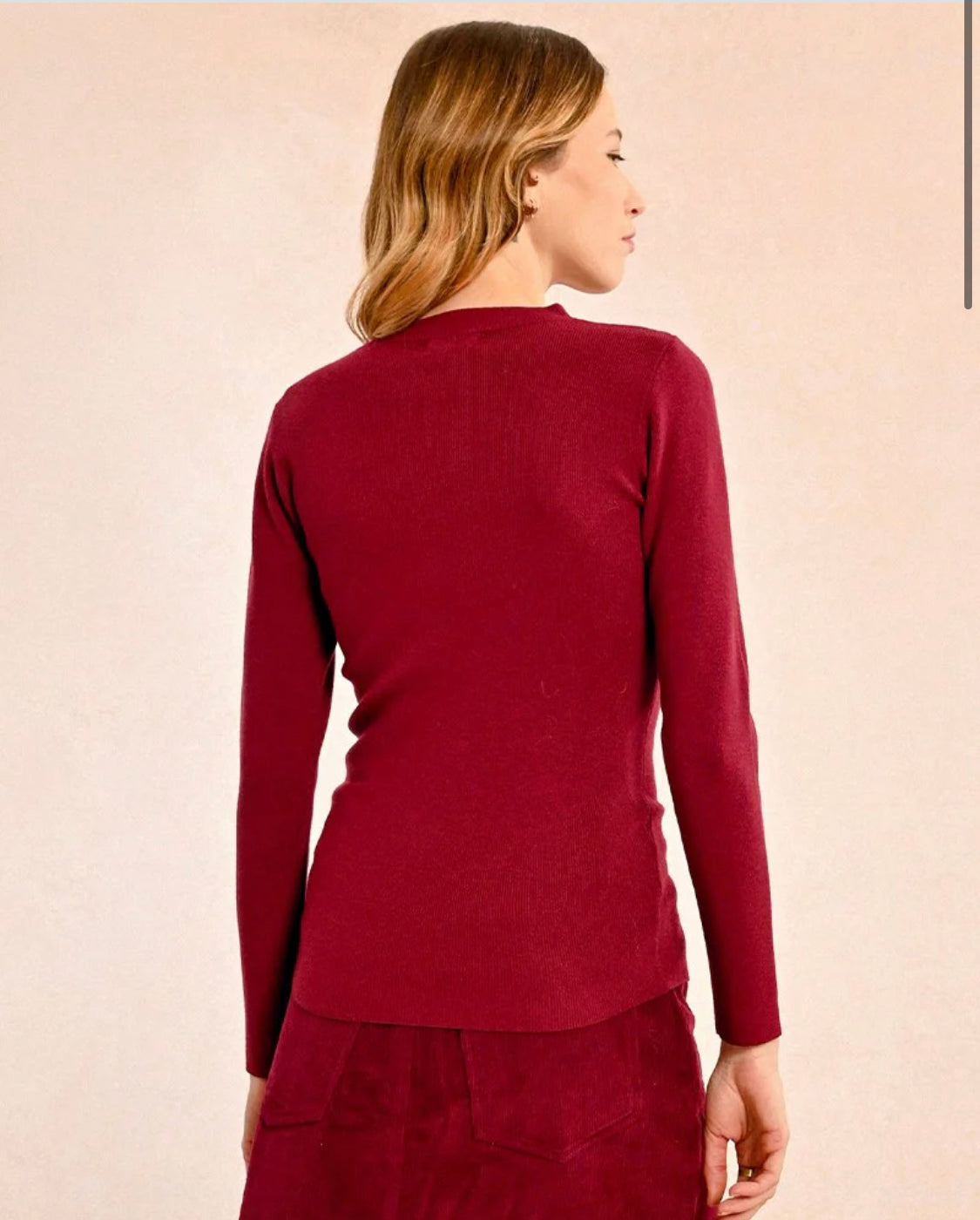 Ribbed knit sweater, Dark Red
