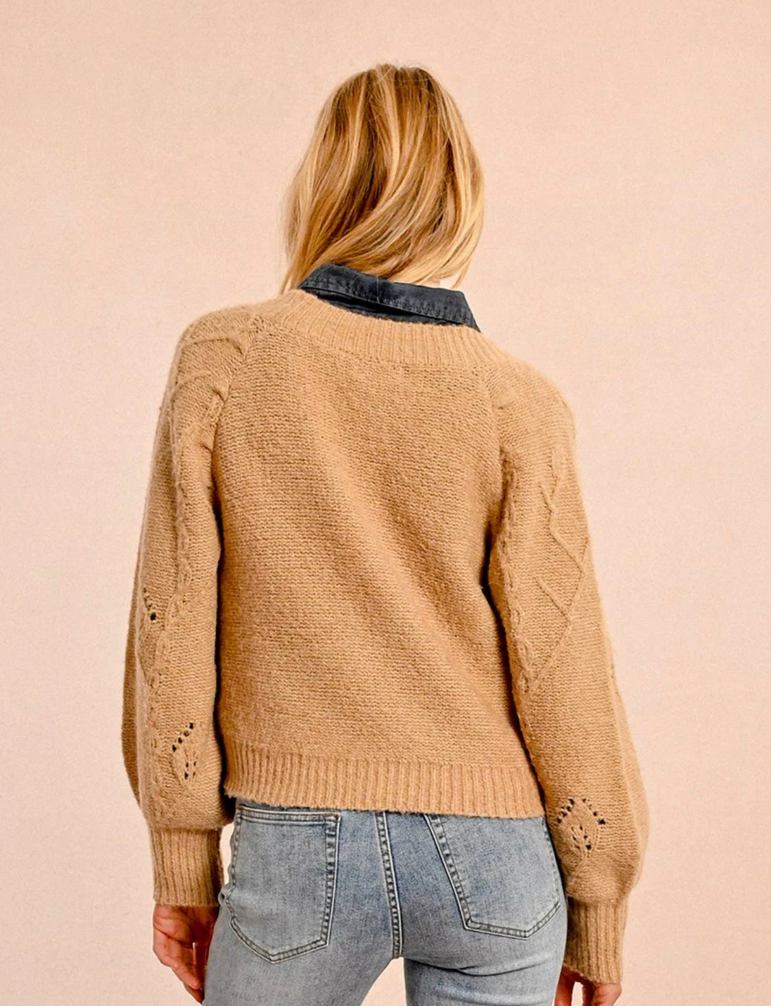 V-Neck cardigan sweater, Beige