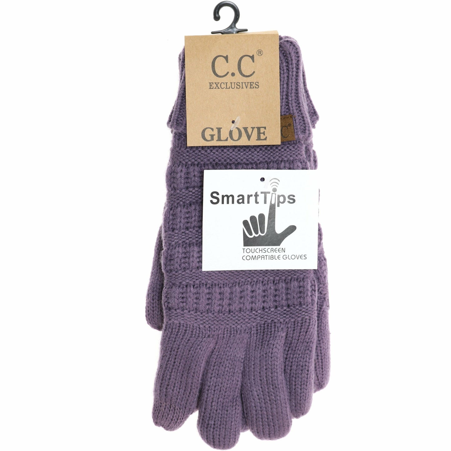 Women's Knit CC Gloves with Fuzzy Lining: Navy