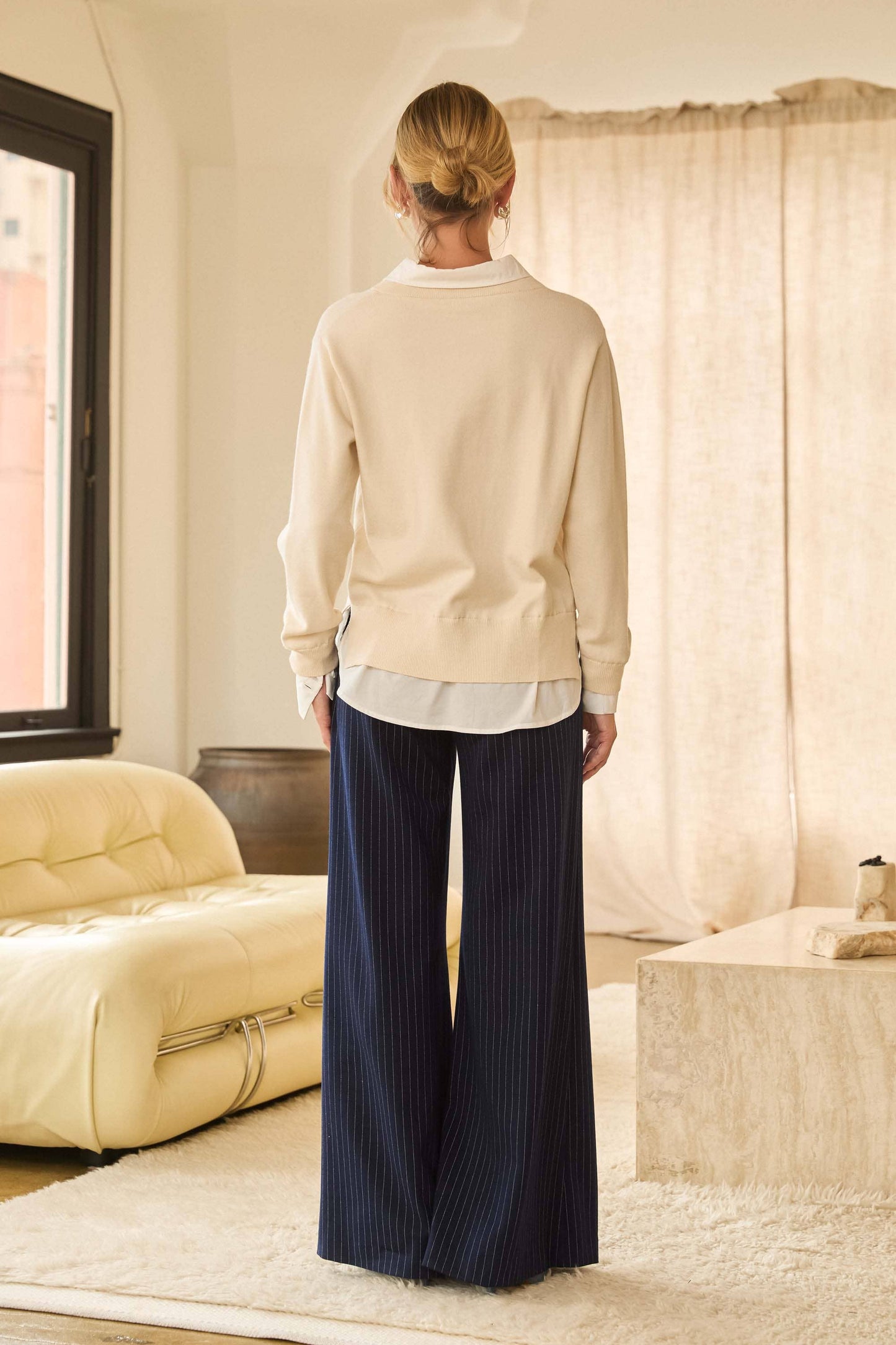 Layered Look V-Neck Sweater: