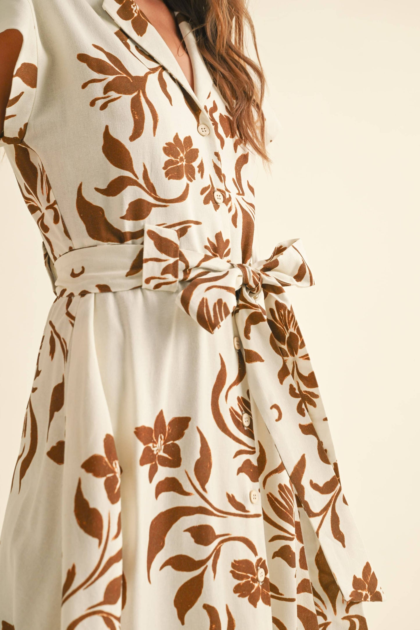 PRINT BUTTON DOWN FLARE DRESS