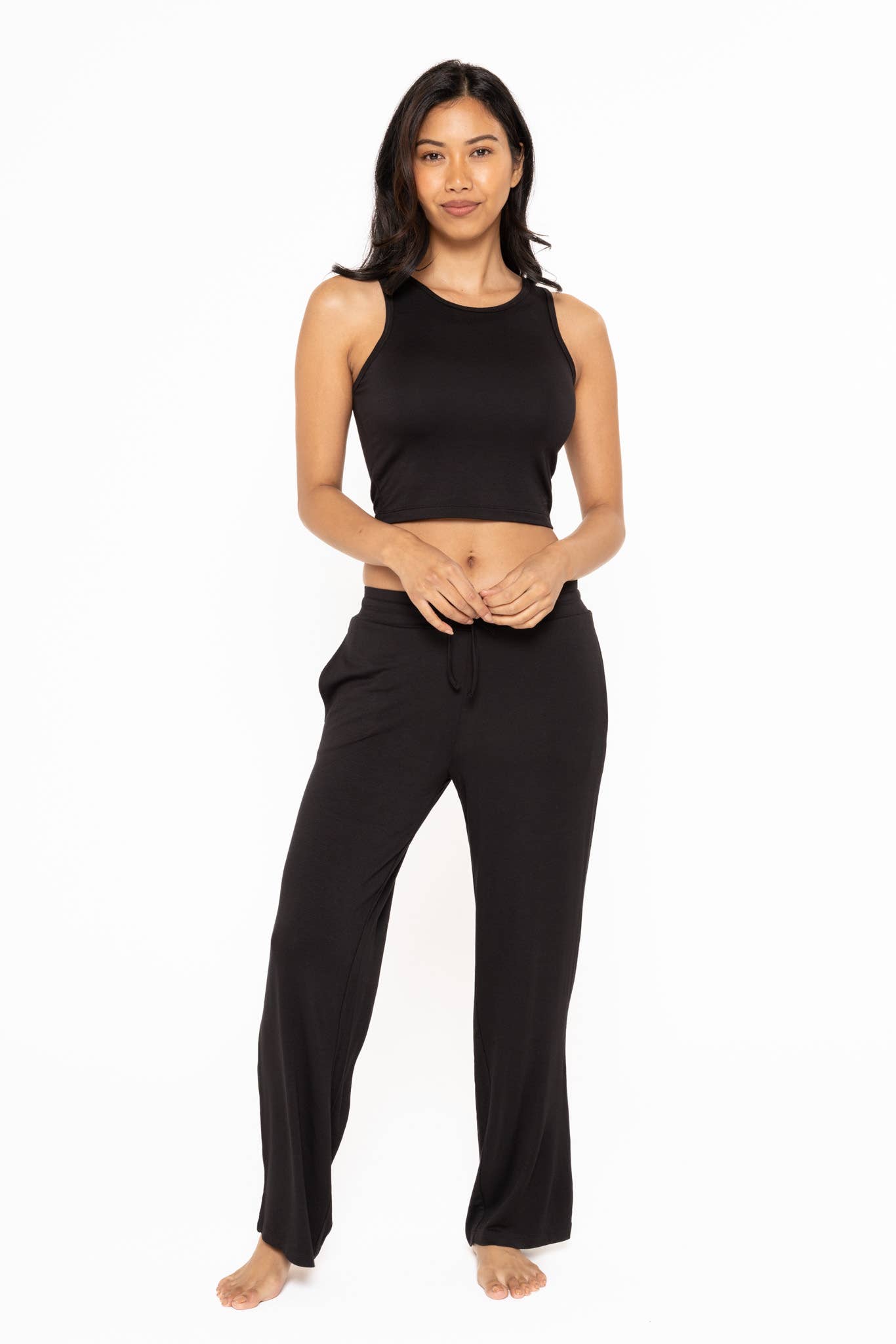 Mid-Rise Lounge Terry Pant: Black