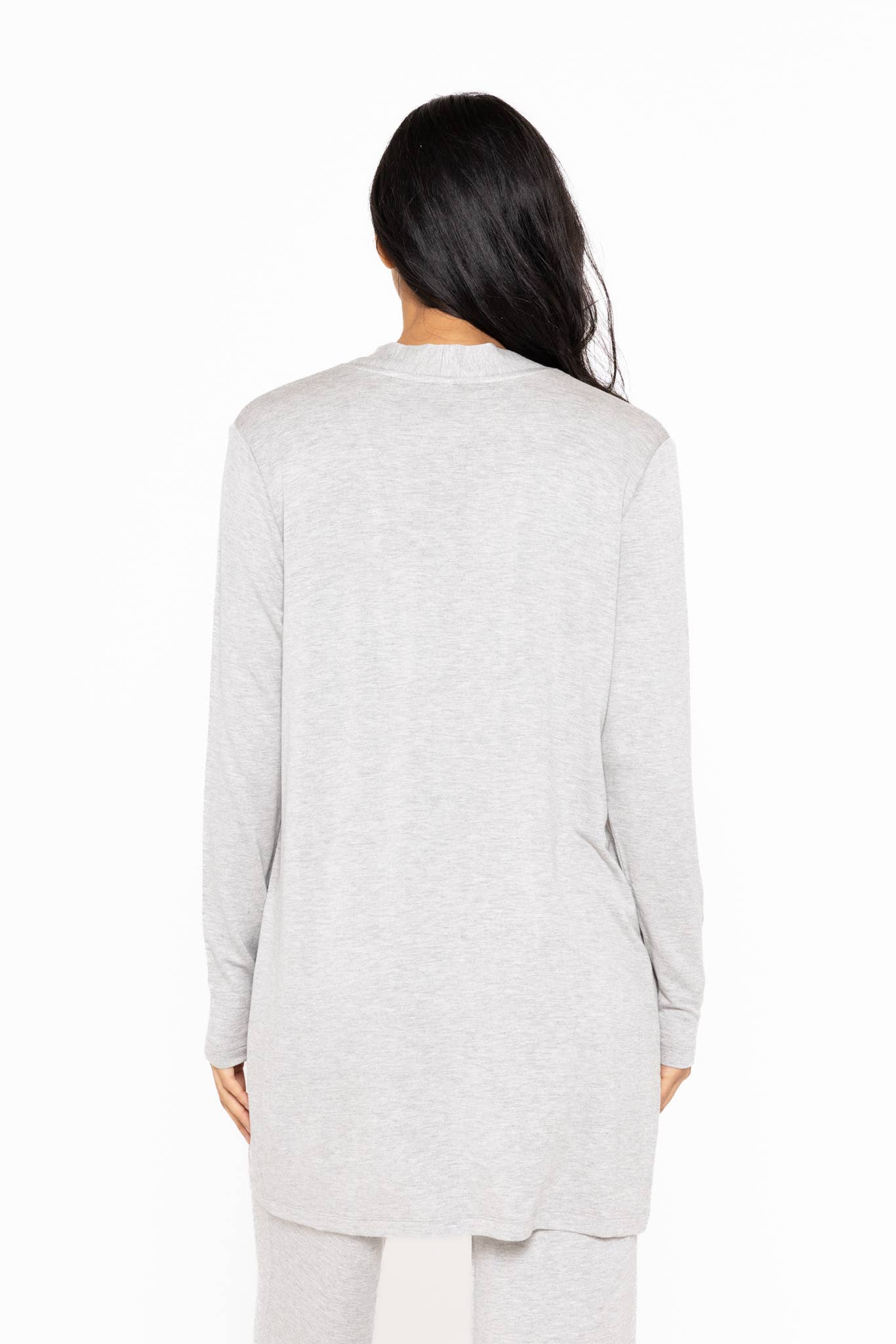 Lounge Open-Front Terry Cardigan: HEATHER GREY