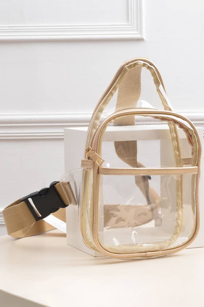 Clear Stadium Concert Sling Bag: Gold