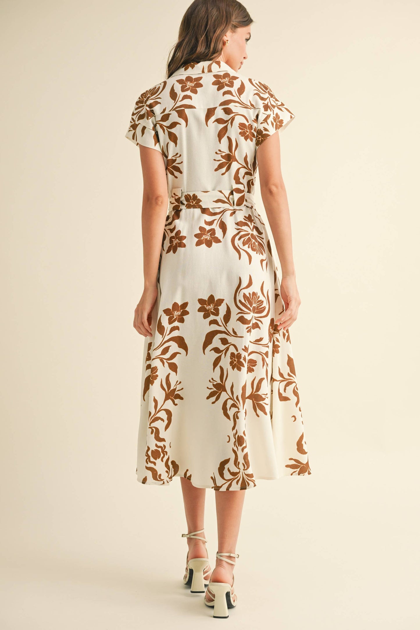 PRINT BUTTON DOWN FLARE DRESS