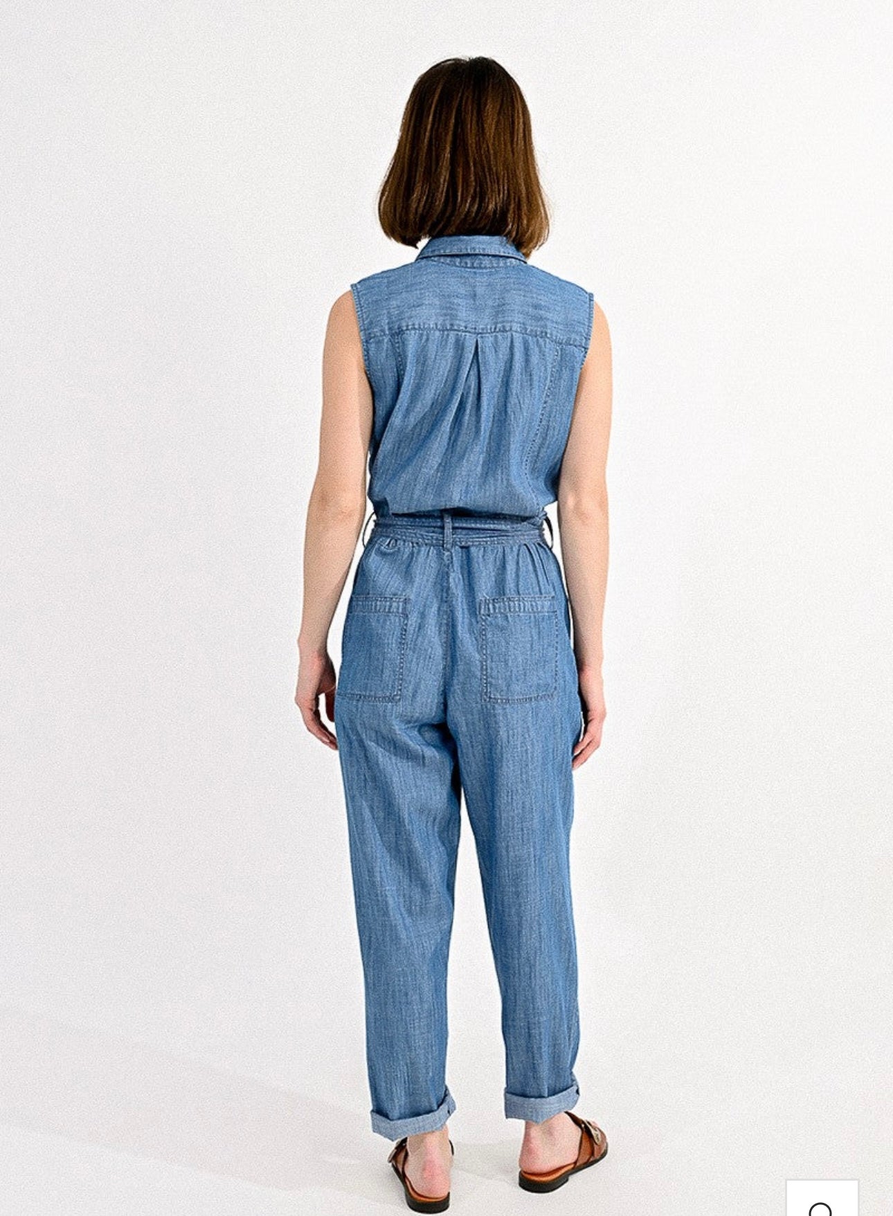 Chambray Sleeveless Jumpsuit