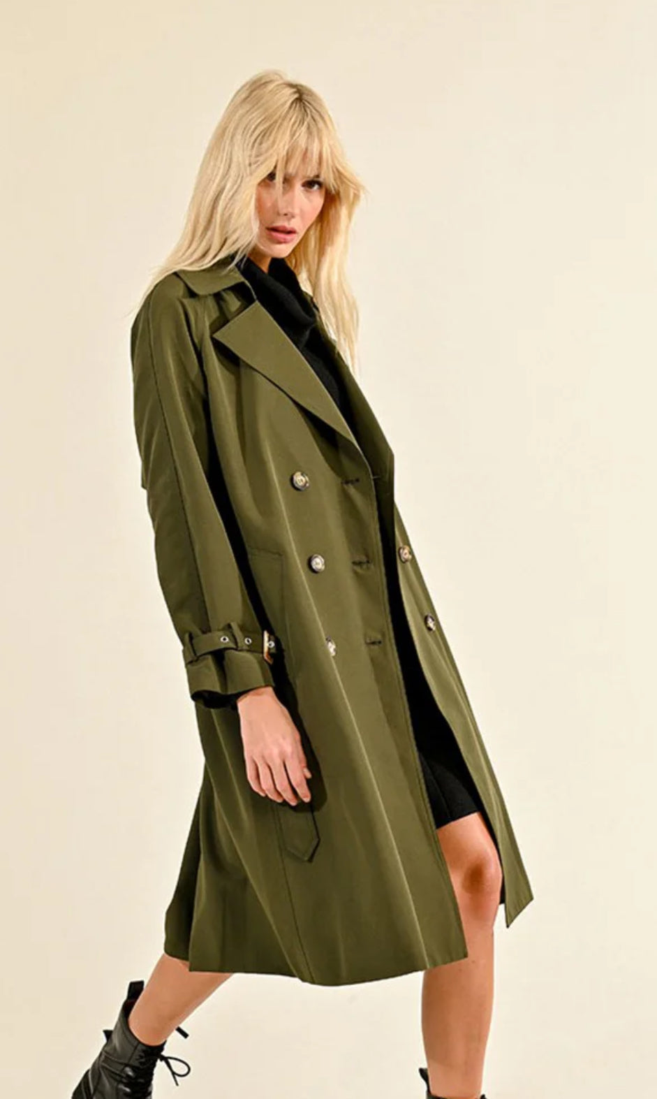 Long Trench Coat Dark Olive
