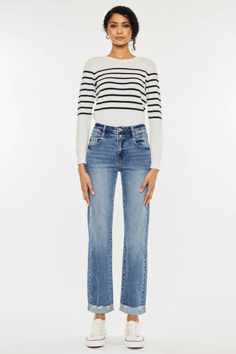 Kiana High Rise Slim Straight Leg Jeans