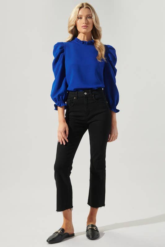 Go Getter Celine Puff Sleeve Top: CobaltBlue