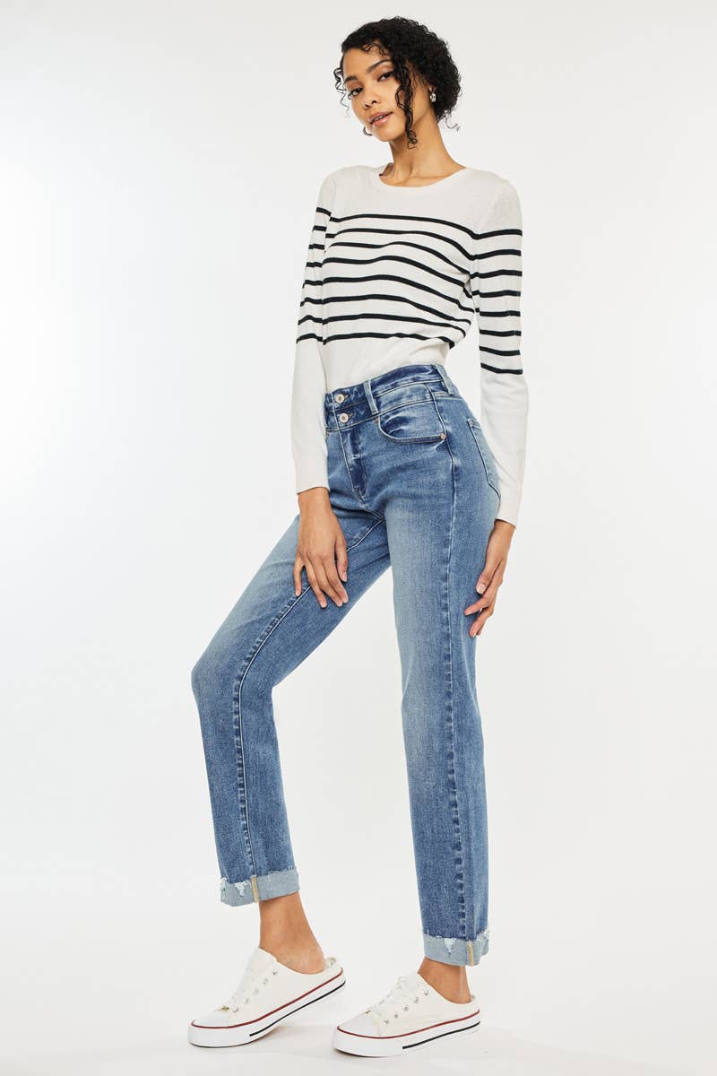 Kiana High Rise Slim Straight Leg Jeans