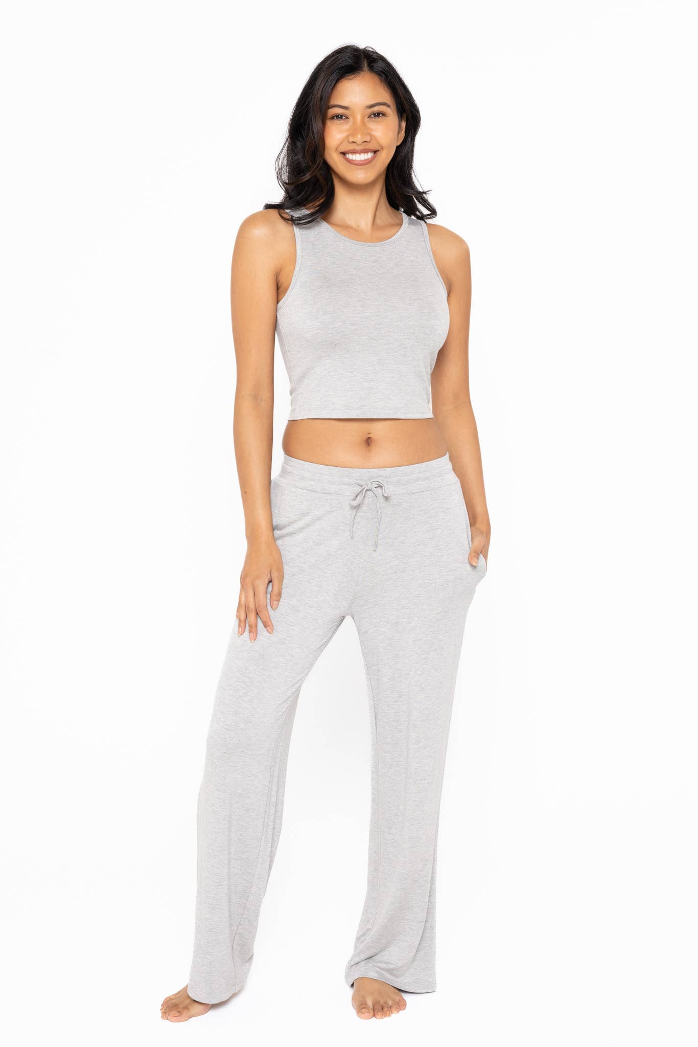 Mid-Rise Lounge Terry Pant: HEATHER GREY