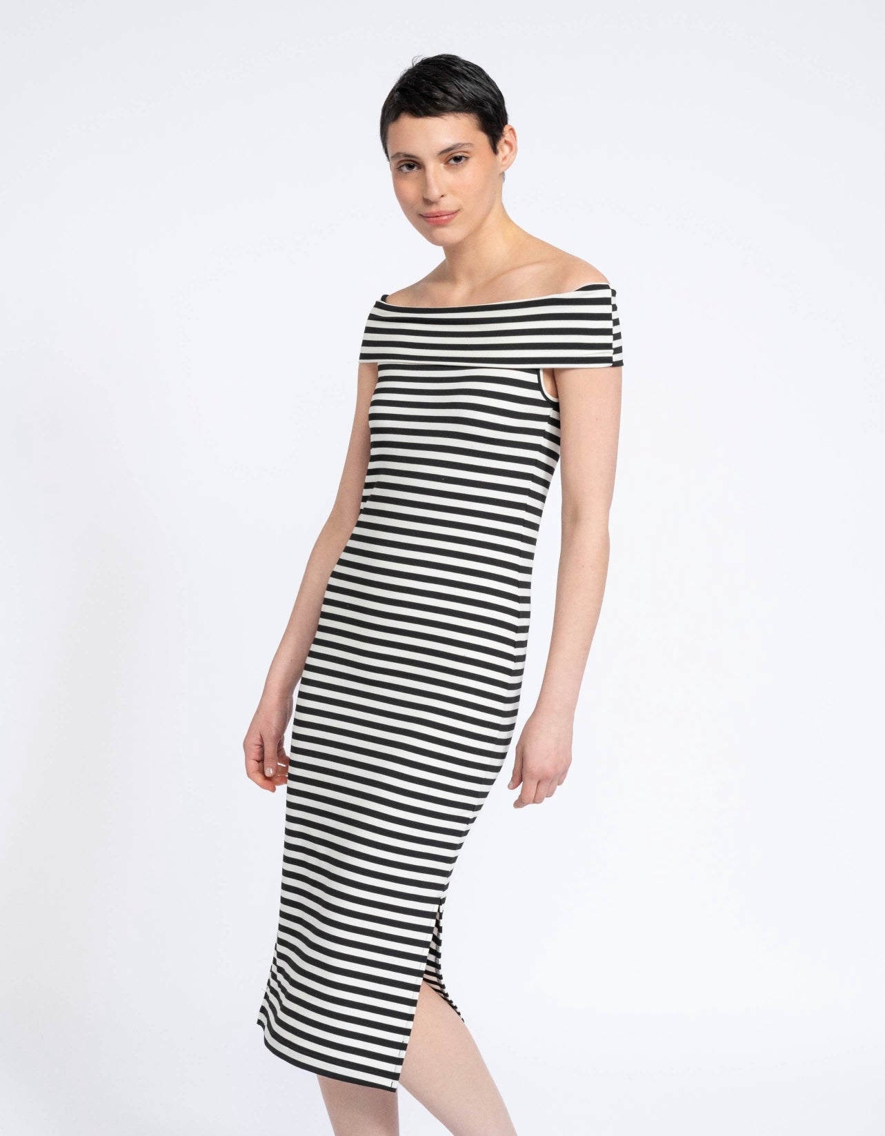 Striped Fitted Midi Dress