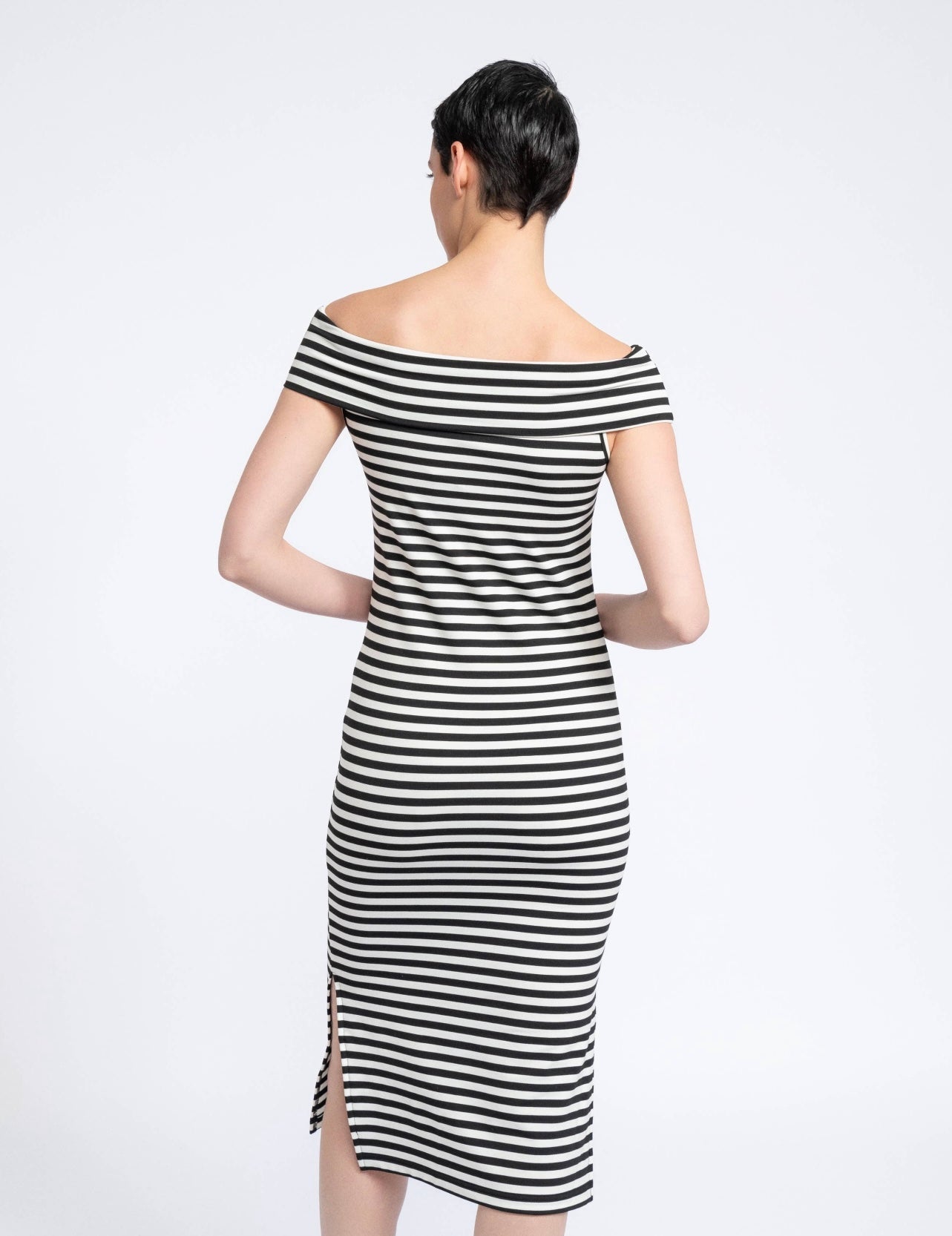 Striped Fitted Midi Dress