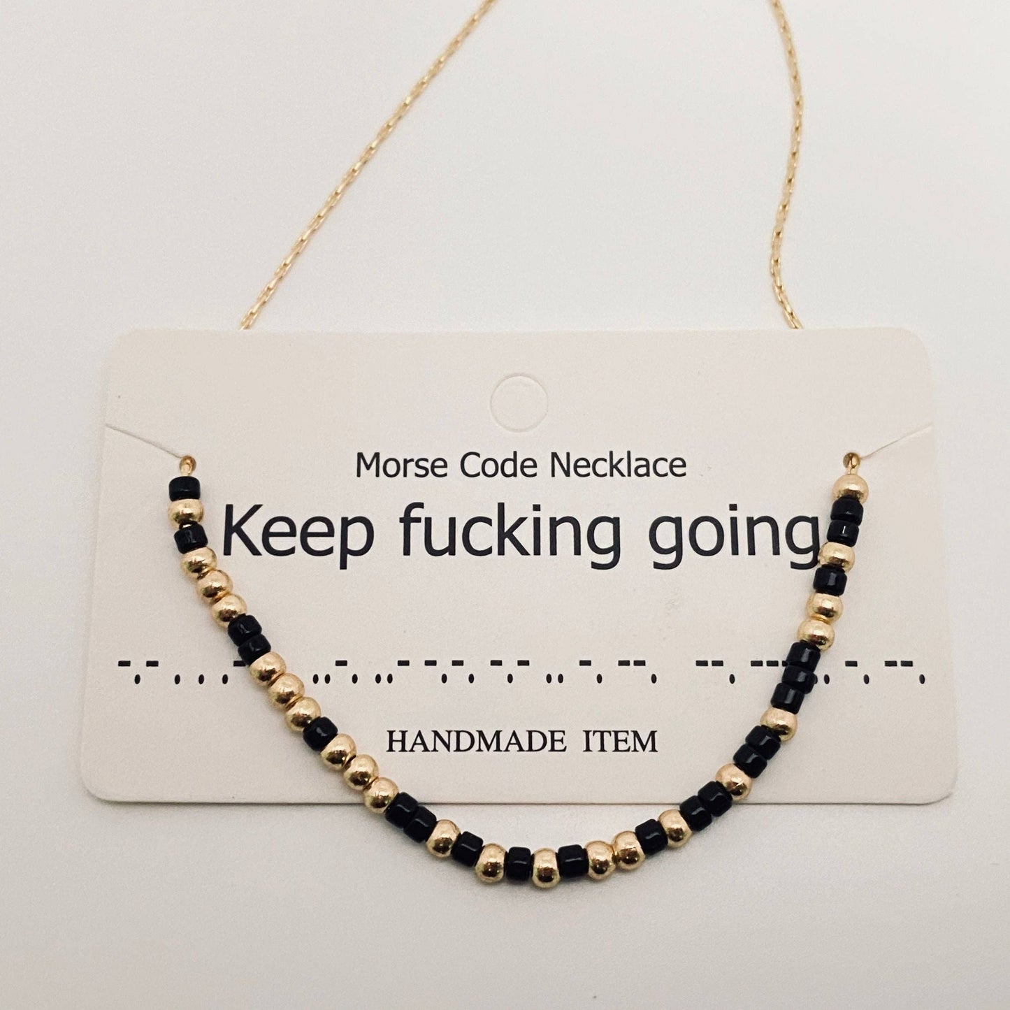 Handmade "Keep Fucking Going ” Morse Code Necklace jewelry