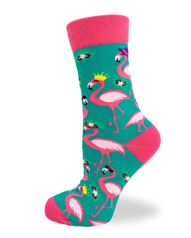 I Don't Give a Flock Women's Crew Socks Featuring Pink Flamingos