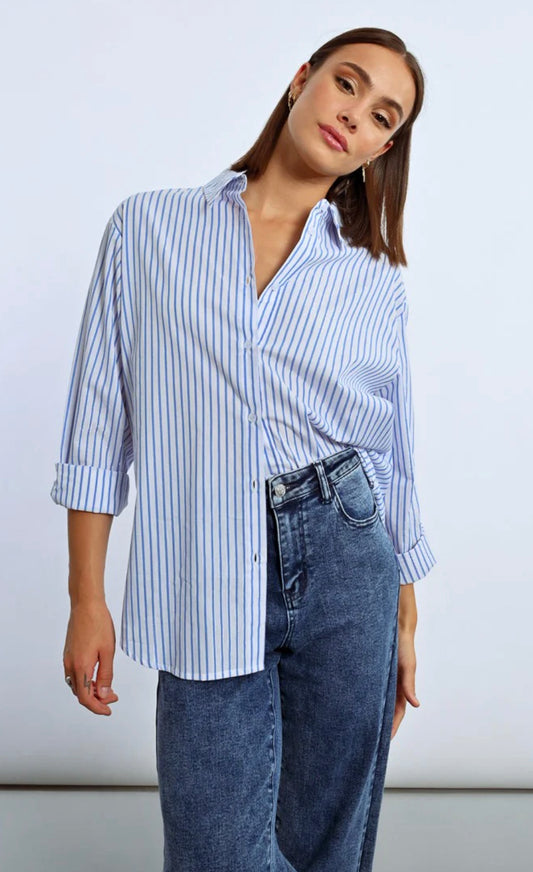 Oversized Iridescent Striped Shirt