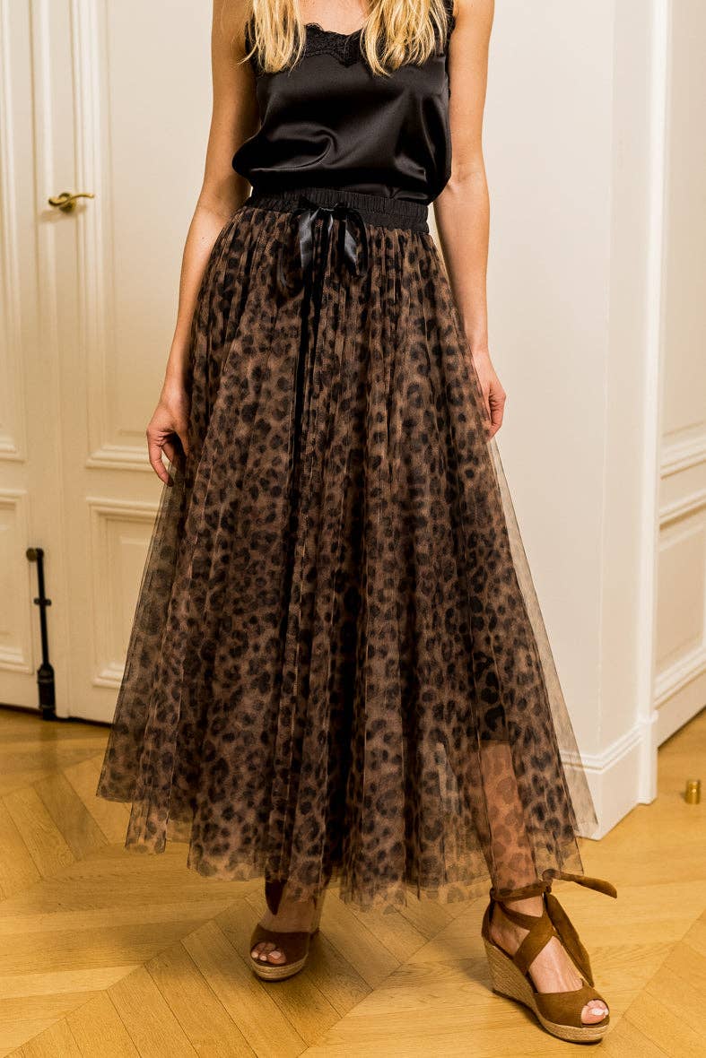Aria tulle skirt in large leopard print