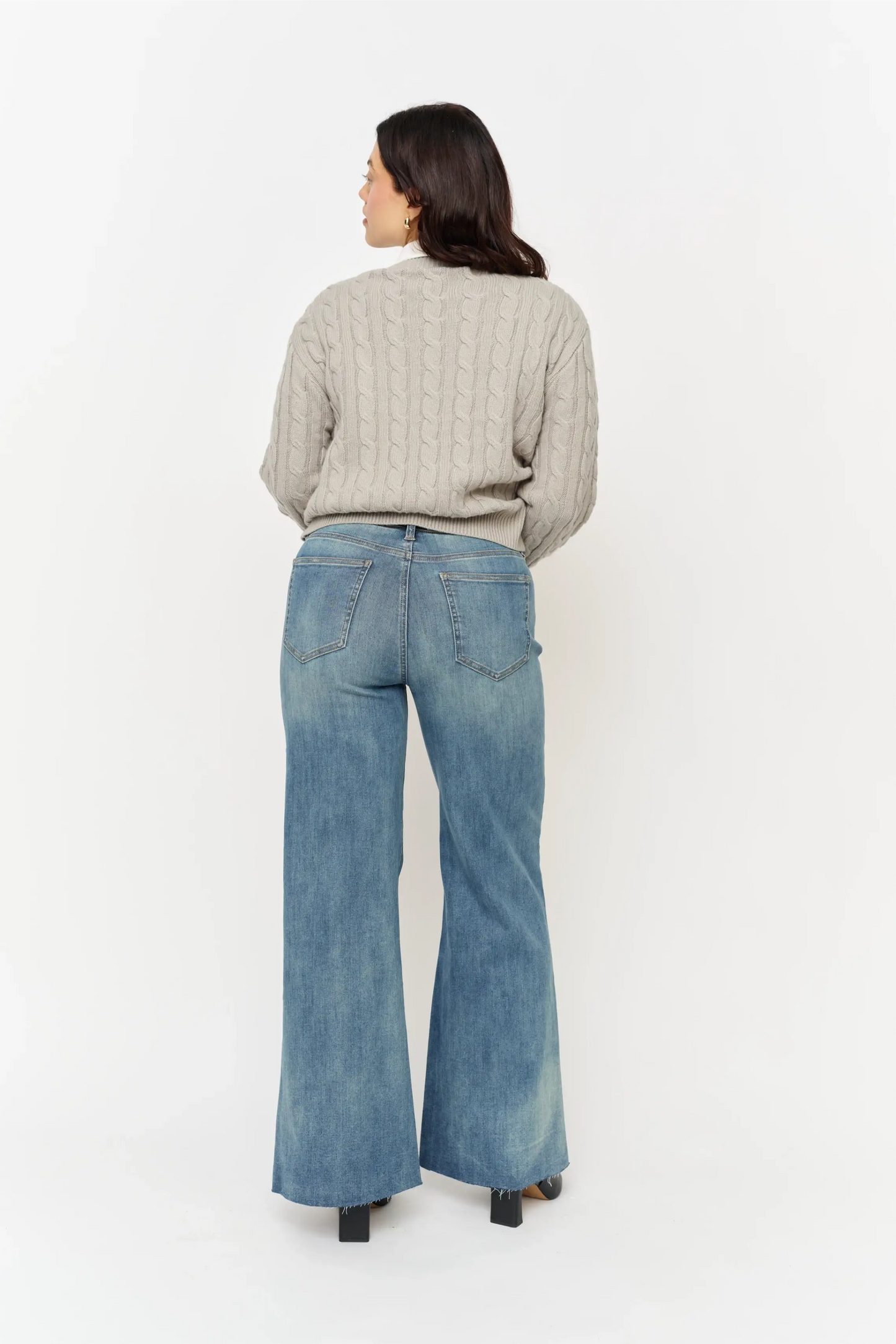 Crawford Mid Rise Fitted Wide Leg, Sculpt+ Vintage Denim : Vintage Denim Indigo