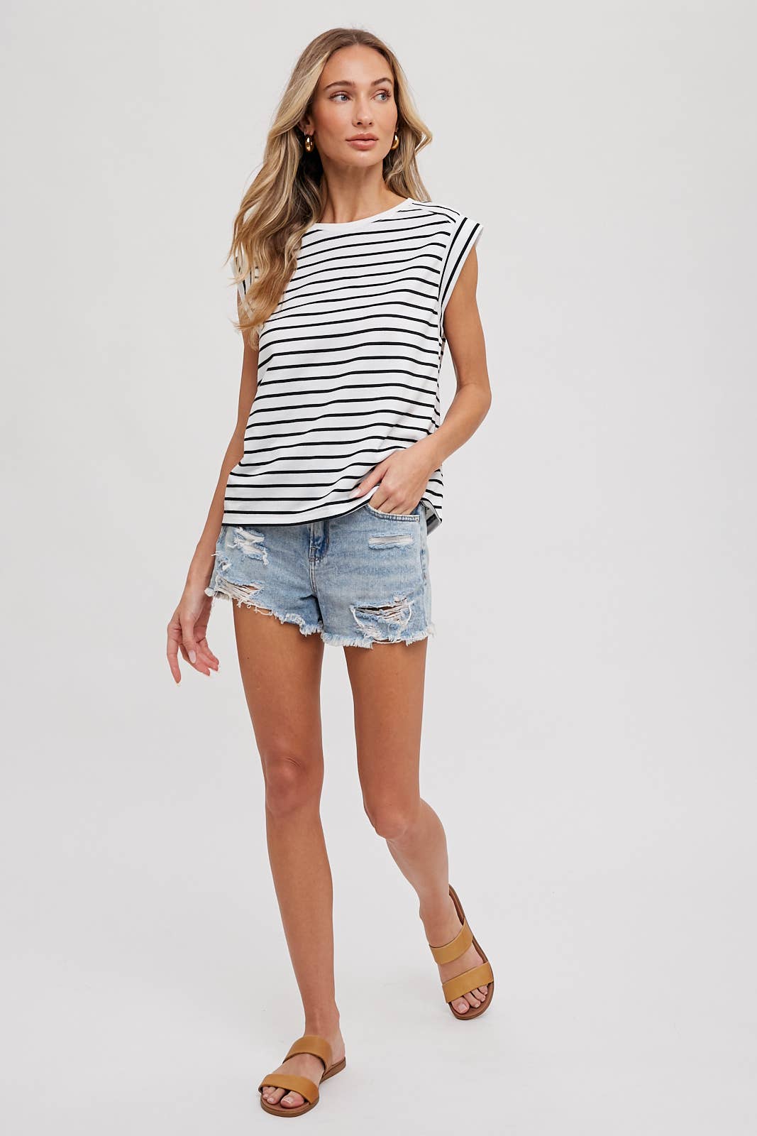 STRIPED TEE: IVORY