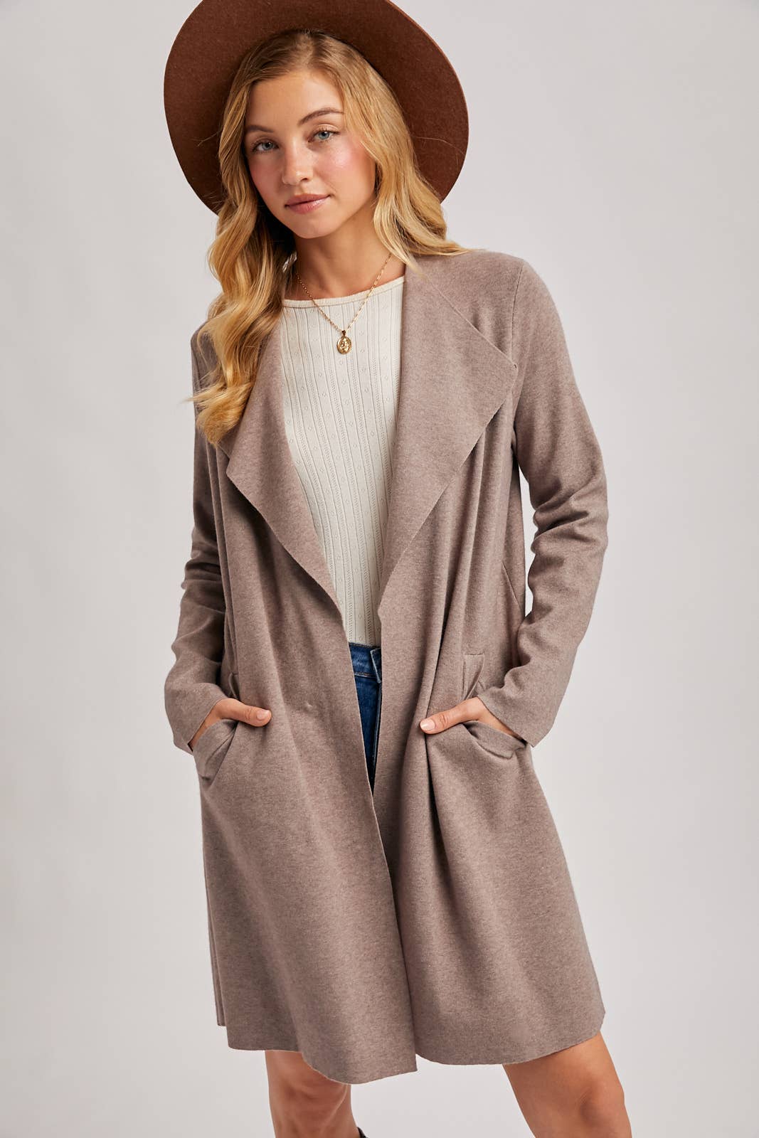 MODERN OPEN FRONT LONGLINE KNIT CARDIGAN: