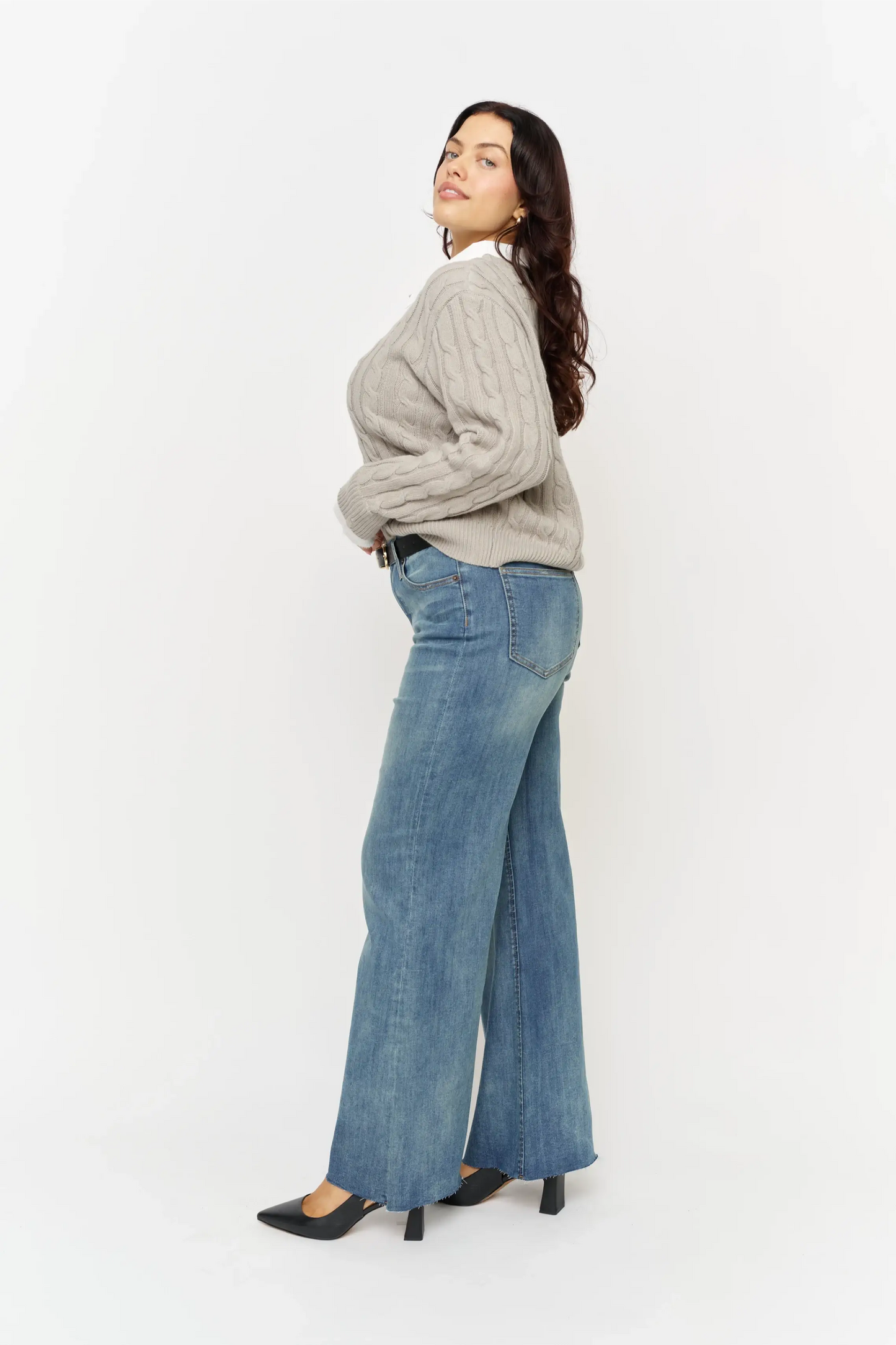 Crawford Mid Rise Fitted Wide Leg, Sculpt+ Vintage Denim : Vintage Denim Indigo