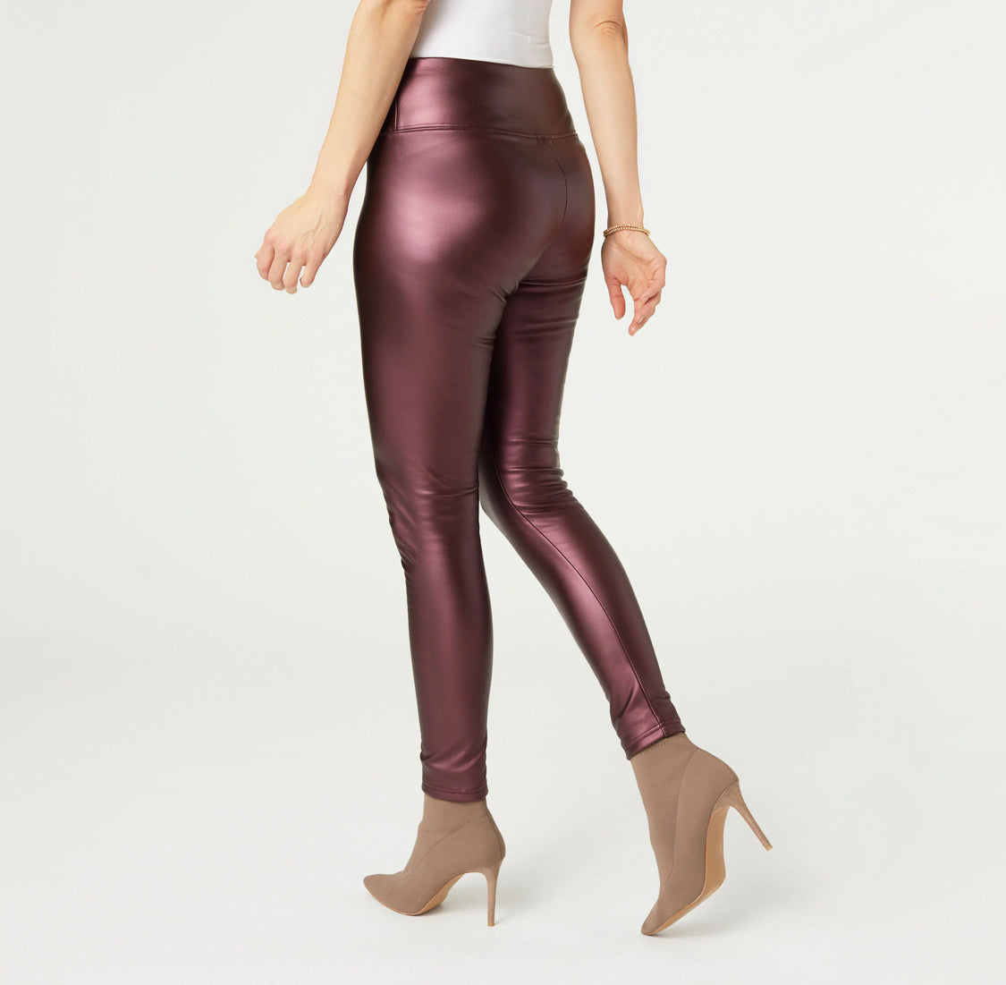 Alexi Faux Leather Legging - Metallic Burgundy