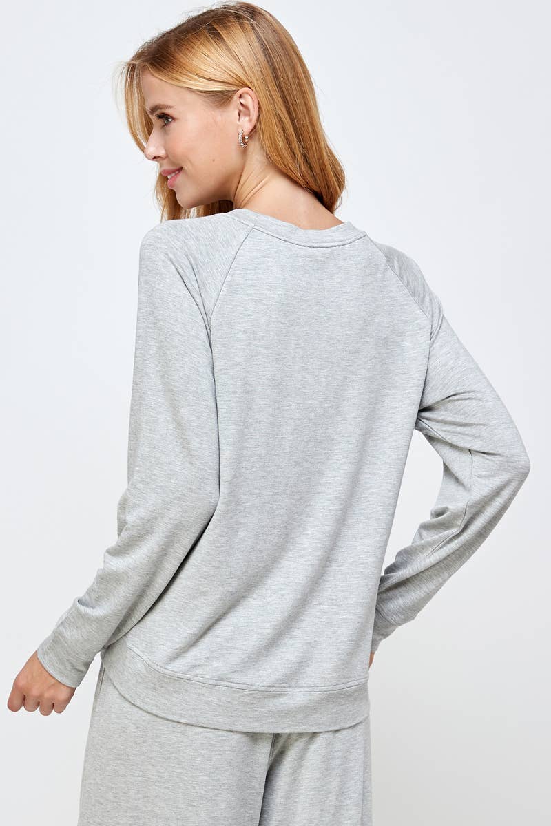 TT-9333-6 FRENCH TERRY ROUND NECK TOP