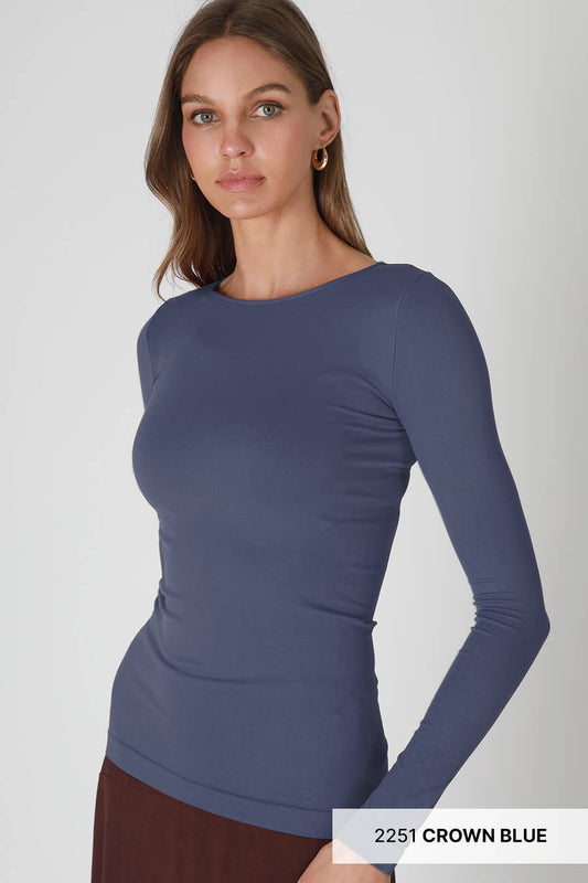NikiBiki Long Sleeve Crew Neck Top: Crown Blue