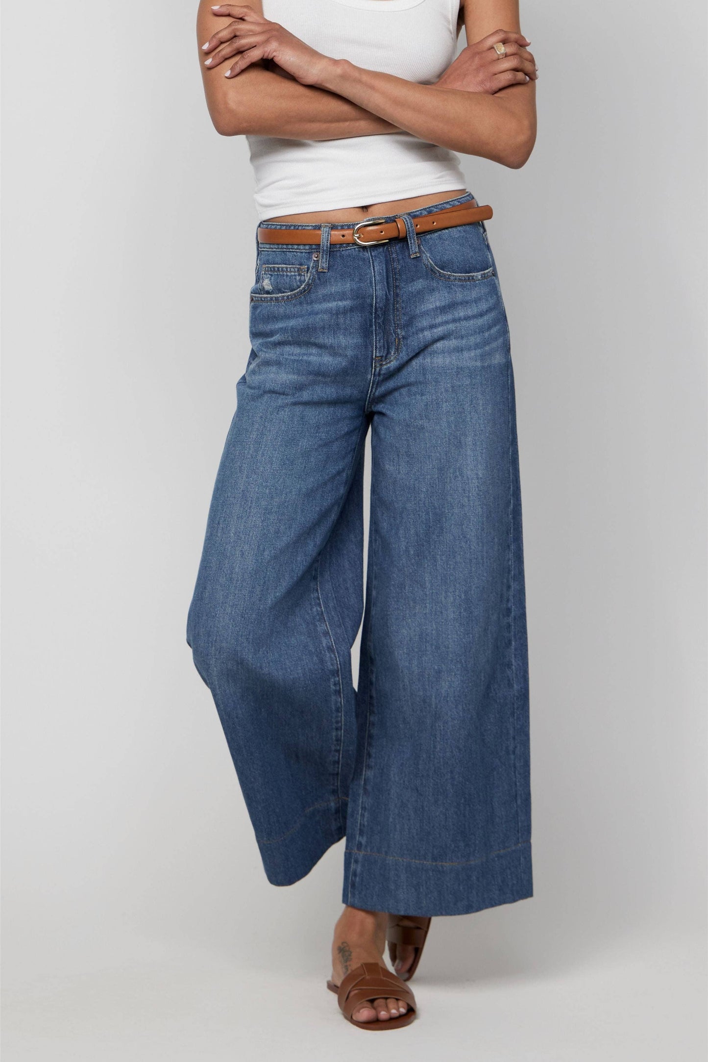 Dakota High Rise Super Wide Crop, Traditional Vintage Worn: Traditional Vintage Worn