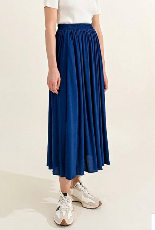 CRUMPLED-EFFECT MIDI SKIRT