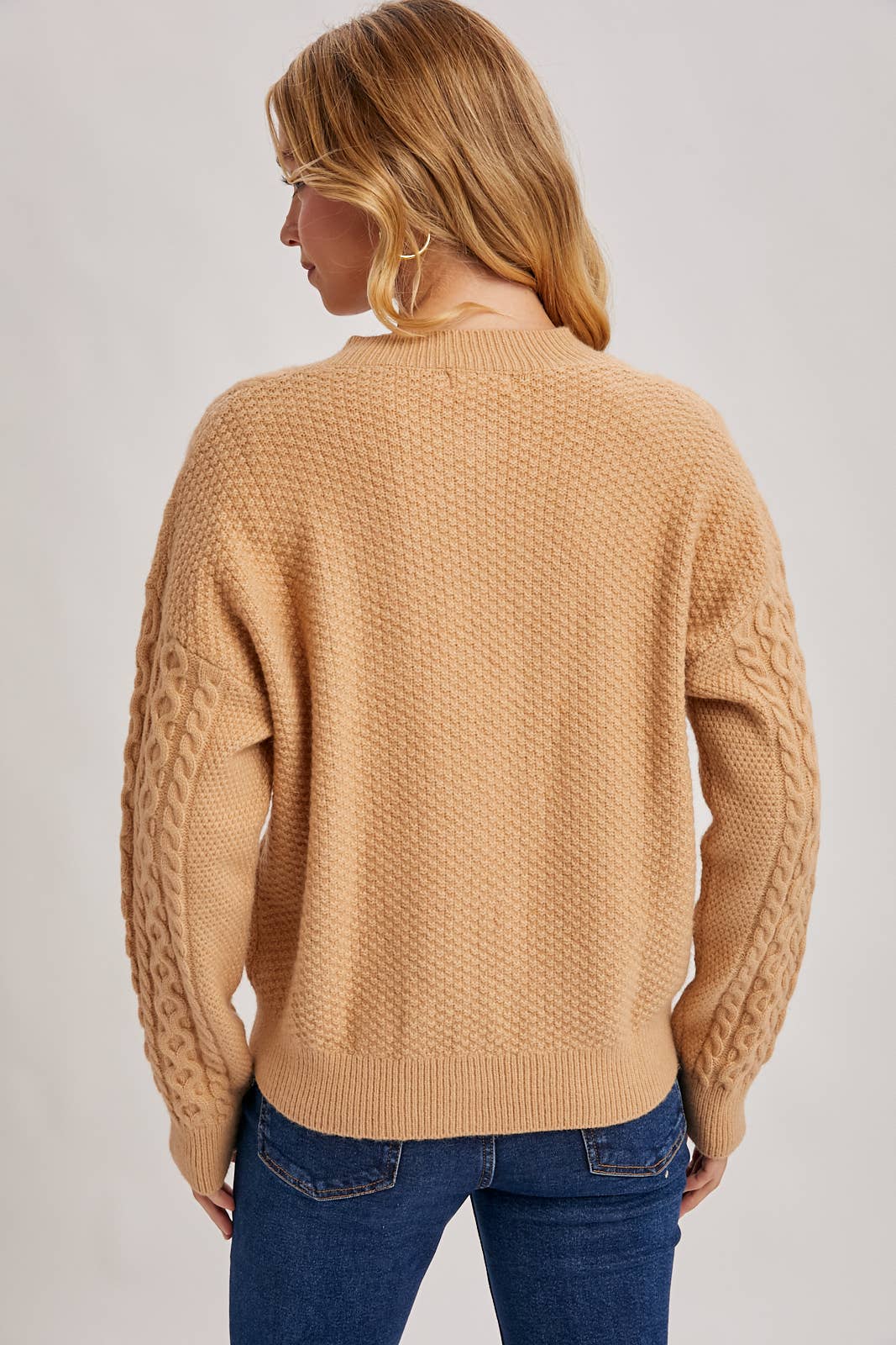 VELVET BOW BUTTON DOWN CABLE KNIT SWEATER CARDIGA