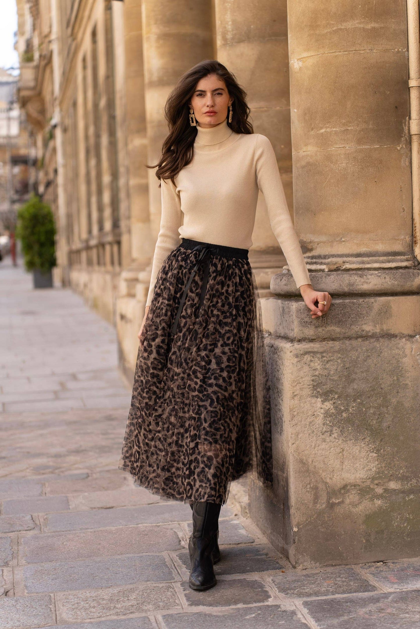 Aria tulle skirt in large leopard print
