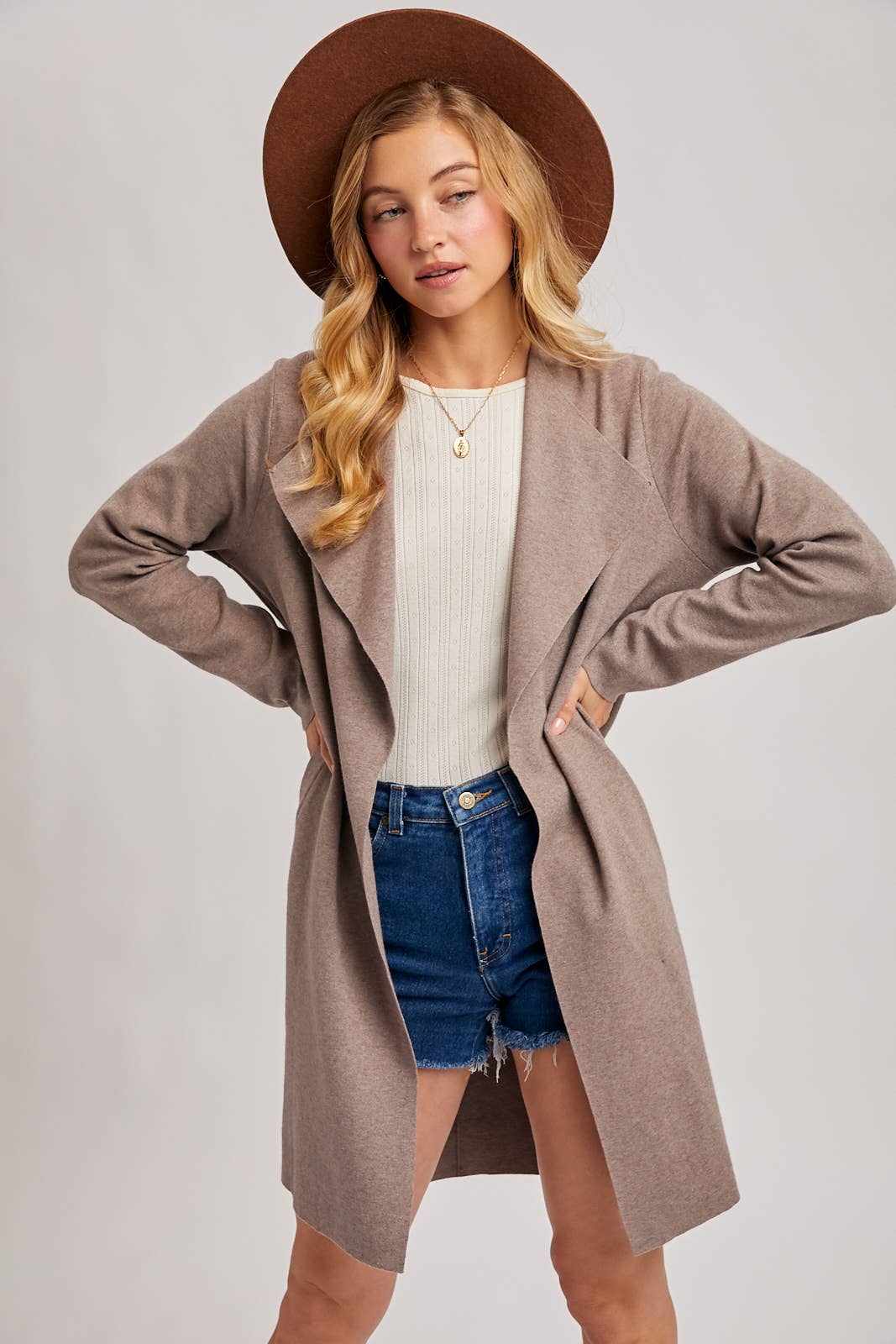 MODERN OPEN FRONT LONGLINE KNIT CARDIGAN: