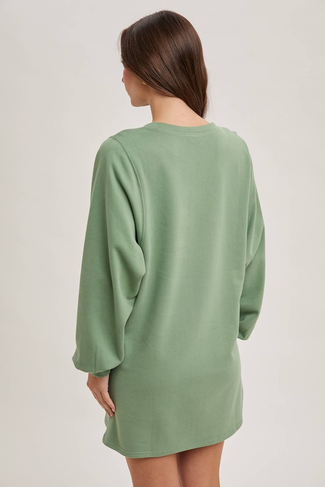 FRENCH TERRY MINI DRESS: SAGE