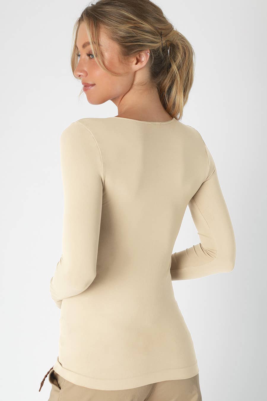 NikiBiki - Long Sleeve Crew Neck Top: Butter Cream