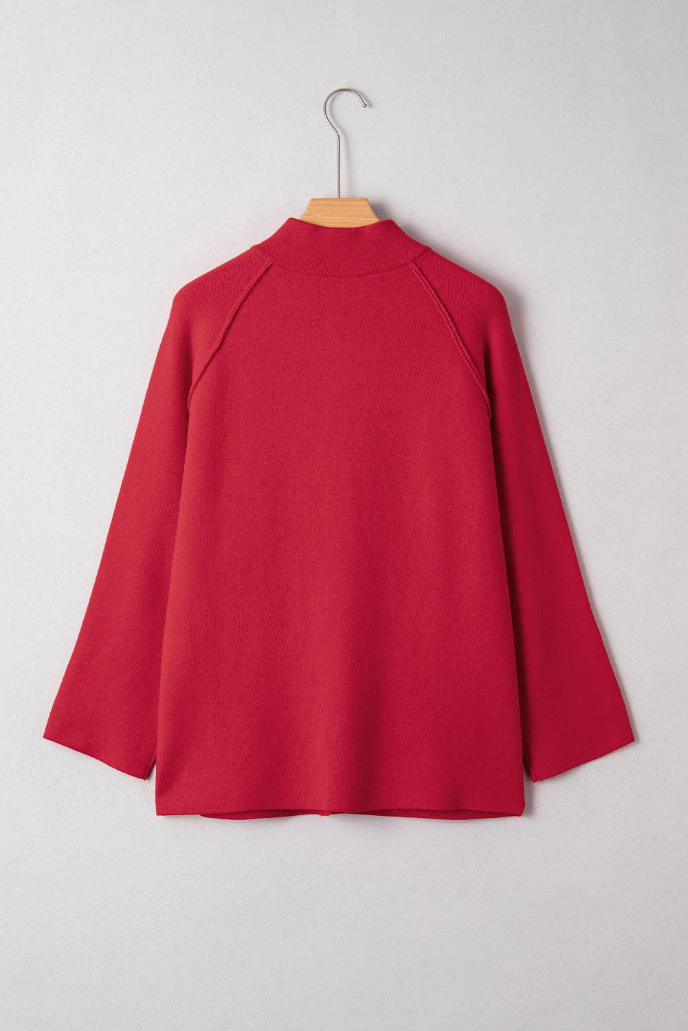 Fiery Red Collared Button Front Wrapped Cardigan Jacket: