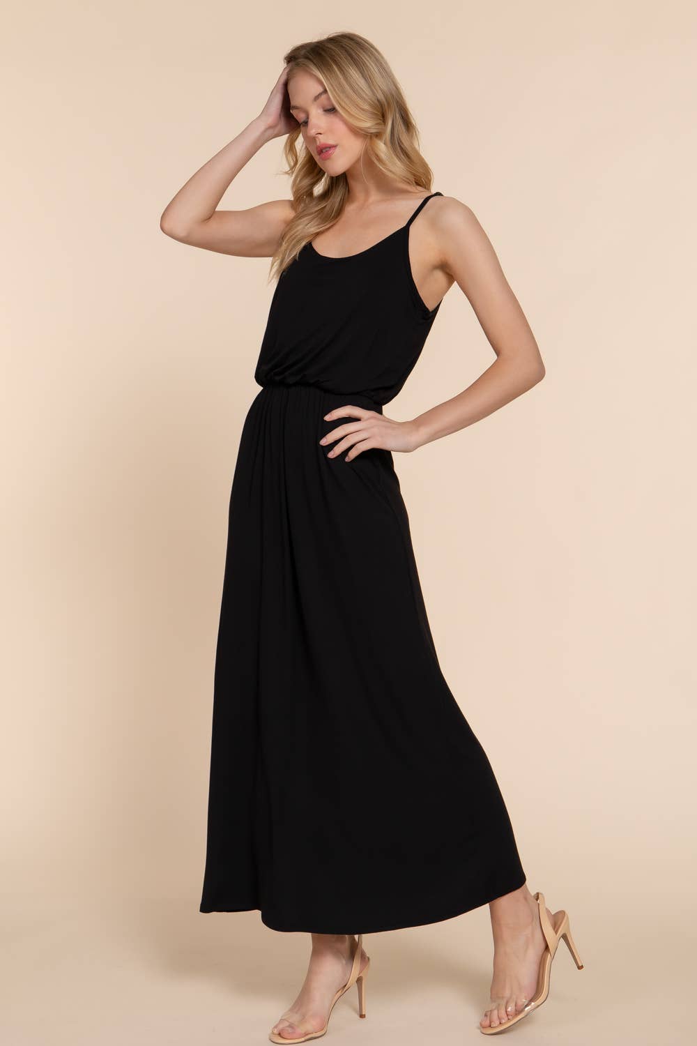 MIDI CAMI DRESS: black