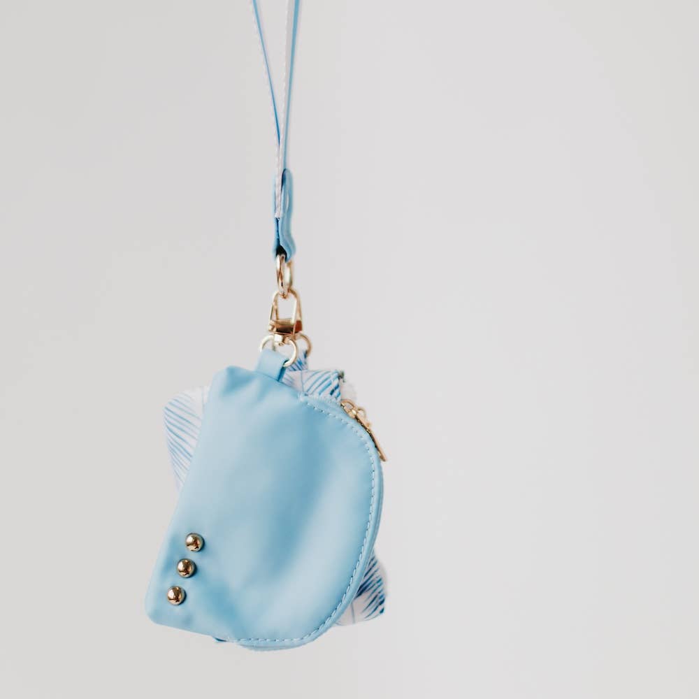 Summer Spritz Dual Pouch Wristlet: Emerald and Pink Palm Tree