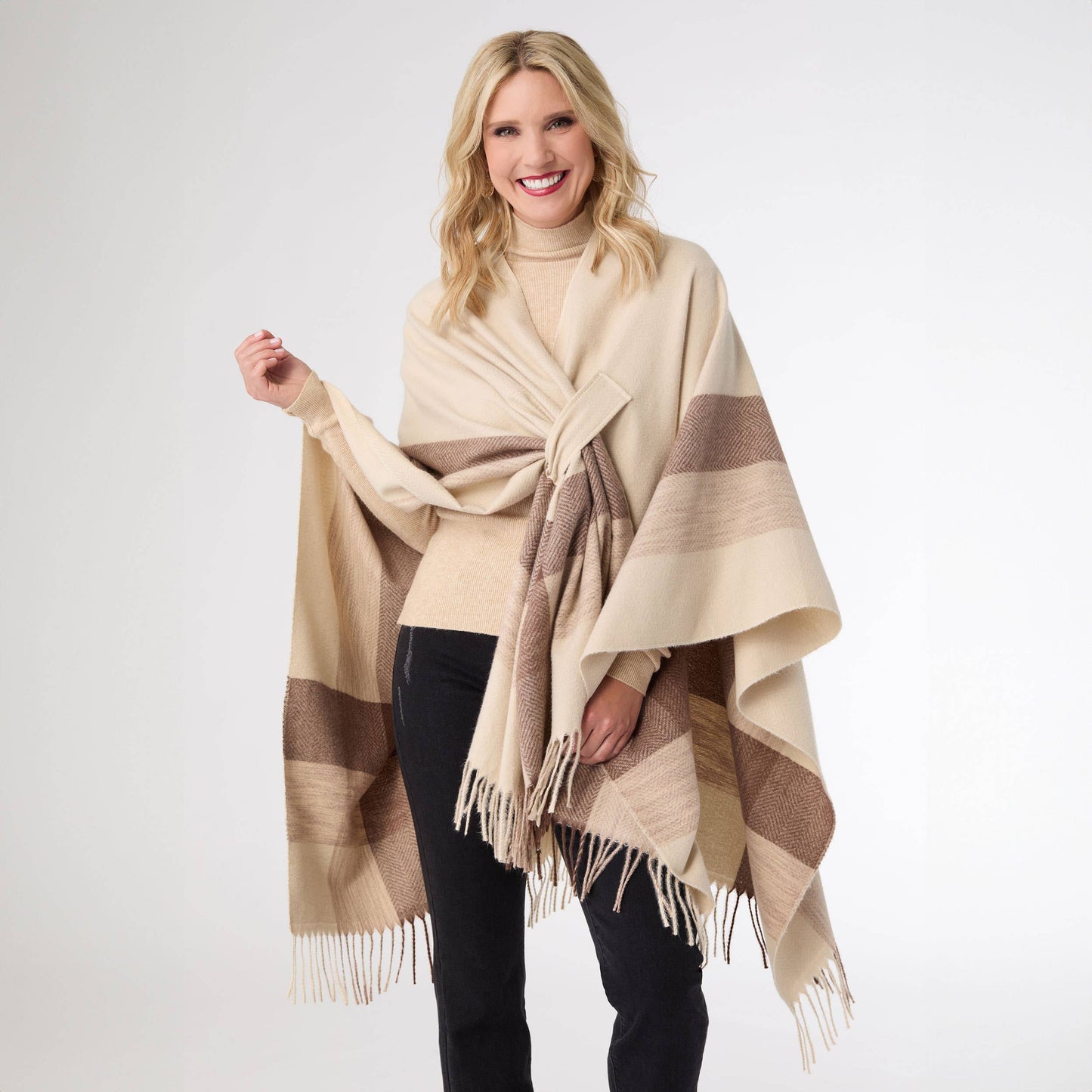 Bari Pull Thru Wrap: Natural/Brown / One Size