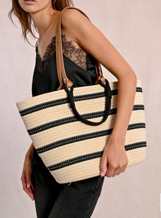 Striped Basket Bag