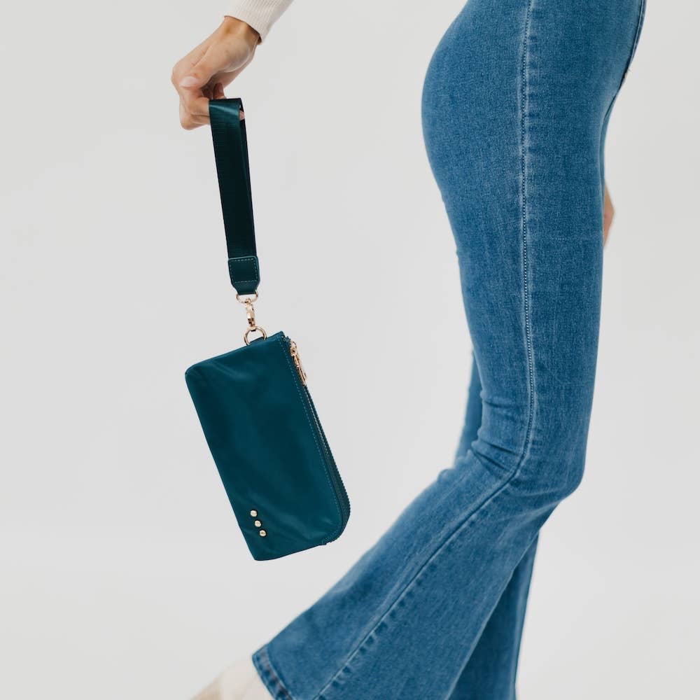 Cove Double Zip Nylon Wristlet Wallet: Navy