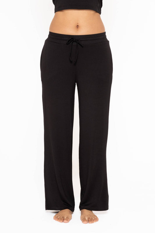 Mid-Rise Lounge Terry Pant: Black