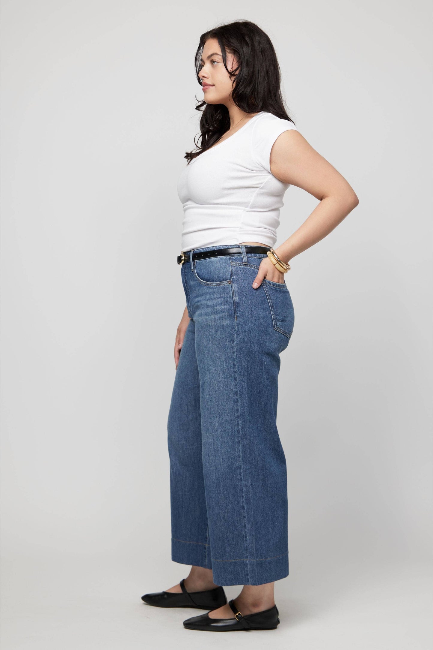 Dakota High Rise Super Wide Crop, Traditional Vintage Worn: Traditional Vintage Worn