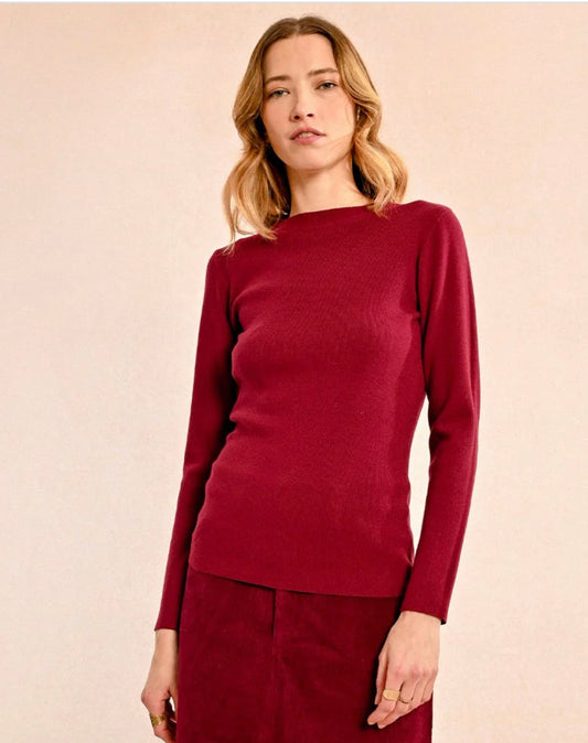Ribbed knit sweater, Dark Red