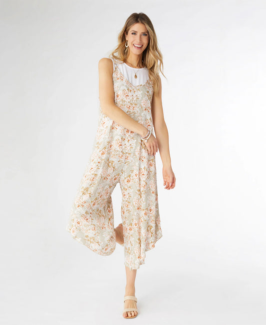 Christy Casual Romper with Adjustable Straps - Pastel Floral