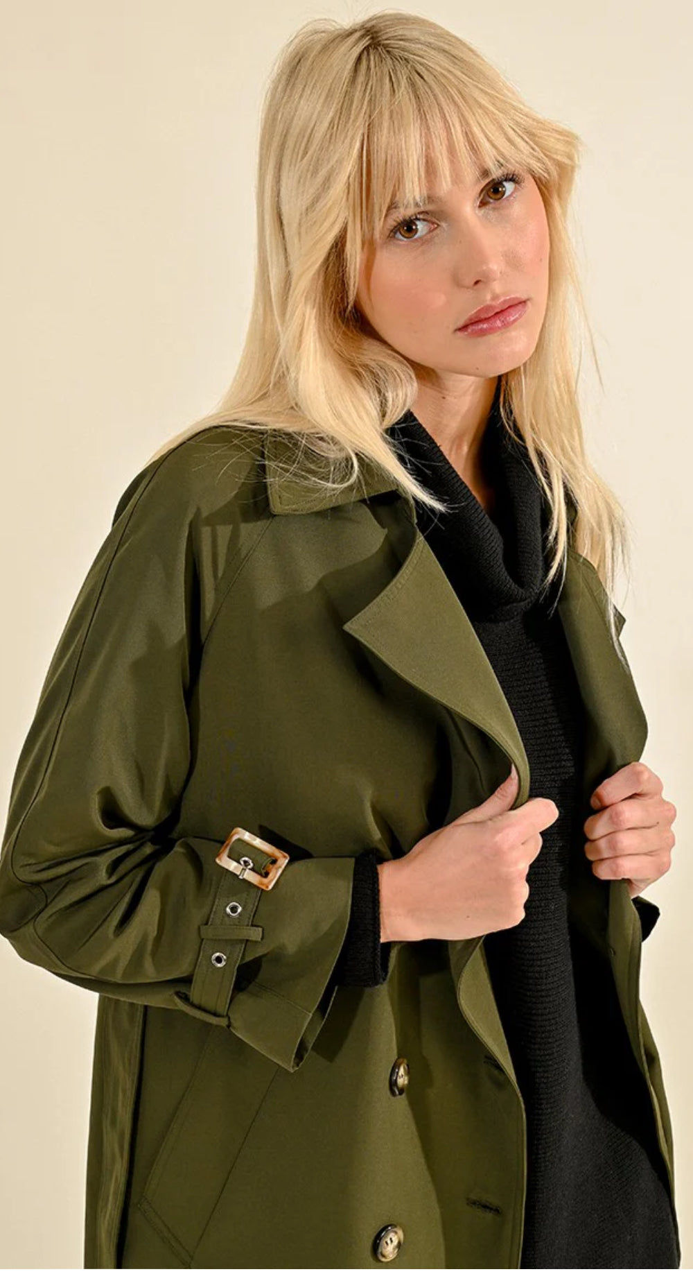 Long Trench Coat Dark Olive