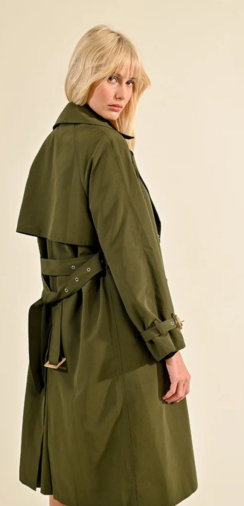 Long Trench Coat Dark Olive