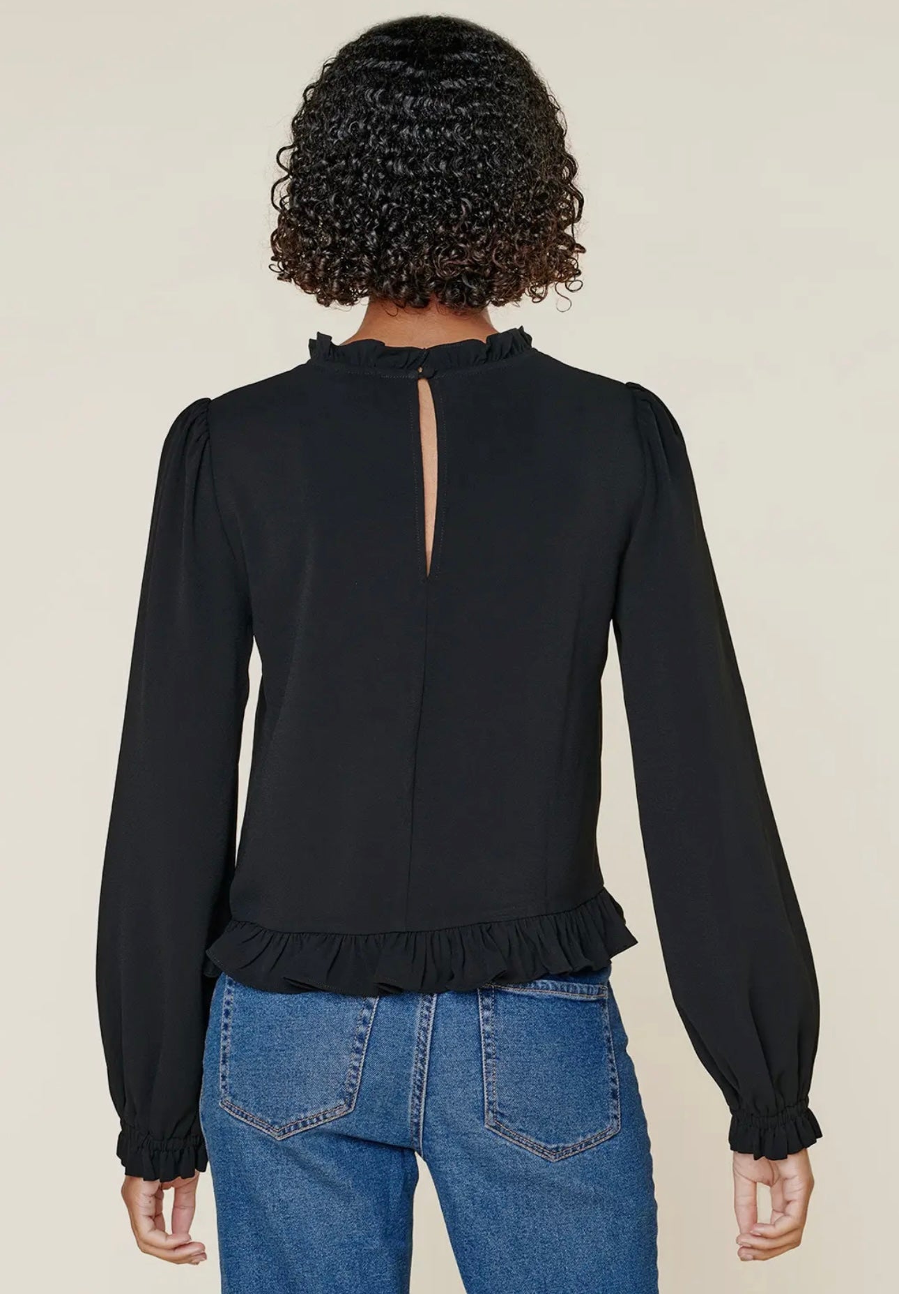 Black Ruffle Top