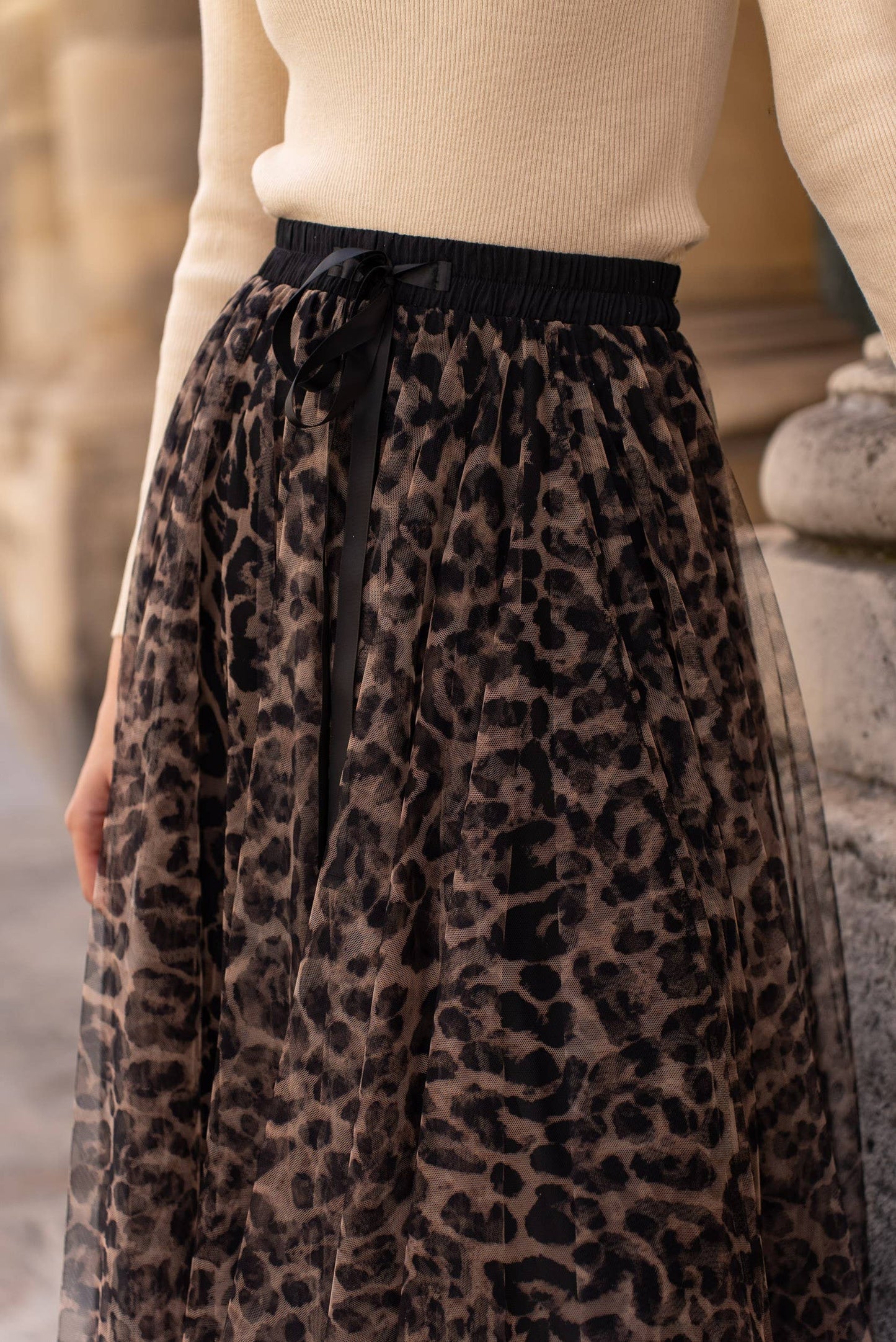 Aria tulle skirt in large leopard print